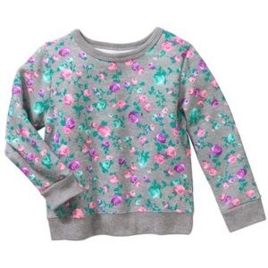GARANIMALS Gray Roses Crew Neck Sweatshirt